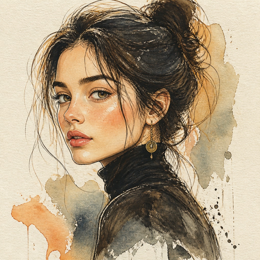 Digital Portrait Ink-Sketch Styled