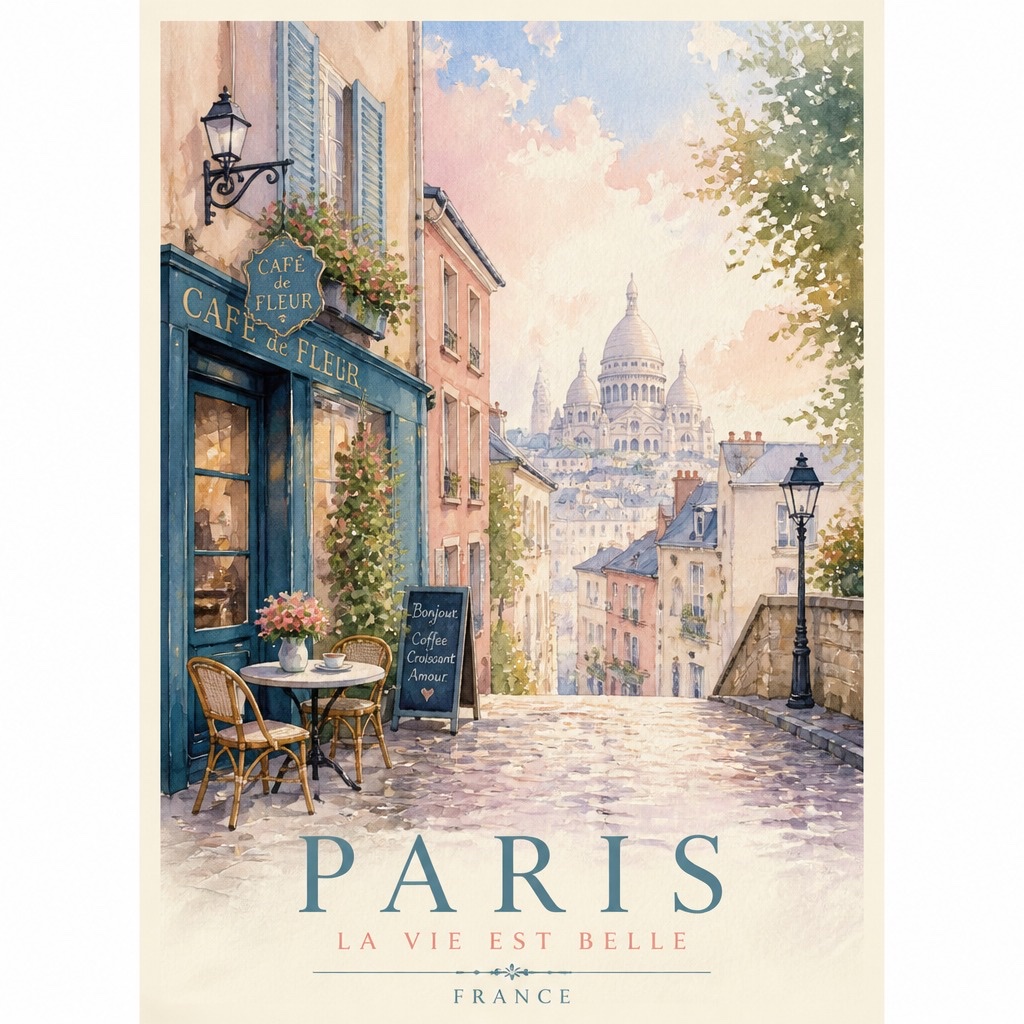 Watercolor City Poster